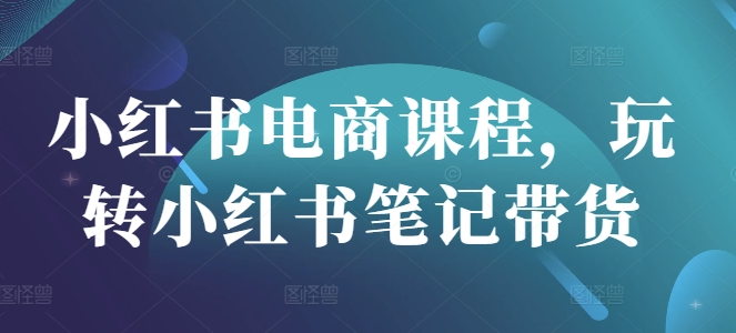 小红书电商课程，玩转小红书笔记带货 - 小毅网创-小毅网创