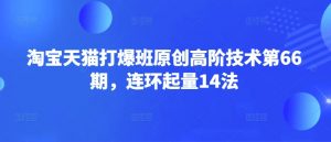 淘宝天猫打爆班原创高阶技术第66期，连环起量14法-小毅网创