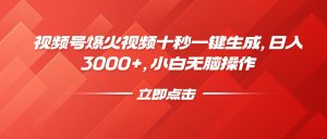 视频号爆火视频十秒一键生成，日入3000+，小白无脑操作-小毅网创