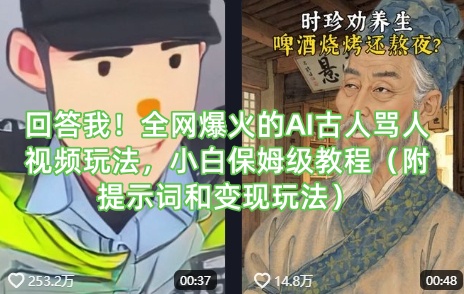 回答我！全网爆火的AI古人骂人视频玩法，小白保姆级教程(附提示词和变现玩法) - 小毅网创-小毅网创