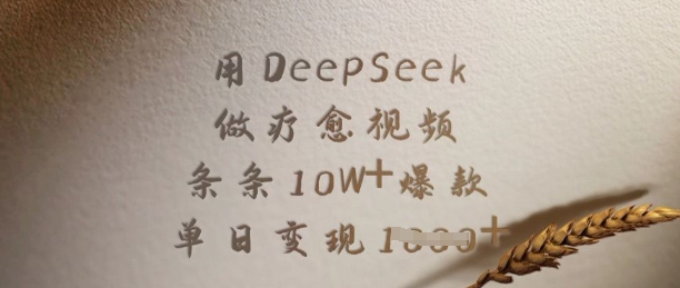 用DeepSeek做疗愈视频，条条10W+爆款，单日变现多张 - 小毅网创-小毅网创