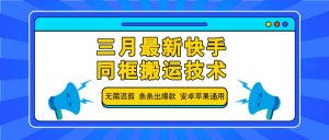 三月最新快手同框搬运技术，无需混剪 条条出爆款 安卓苹果通用-小毅网创