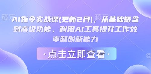 AI指令实战课(更新2月)，从基础概念到高级功能，利用AI工具提升工作效率和创新能力 - 小毅网创-小毅网创