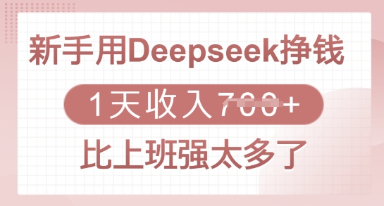 新手用Deepseek挣钱，1天收入多张，比上班强太多了 - 小毅网创-小毅网创