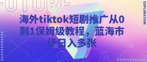 海外tiktok短剧推广从0到1保姆级教程，蓝海市场日入多张-小毅网创