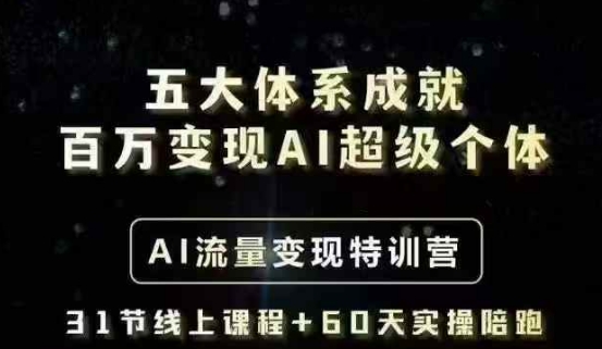 五大体系成就百万变现AI超级个体- AI流量变现特训营,一步一步教你一个人怎么年入百W - 小毅网创-小毅网创