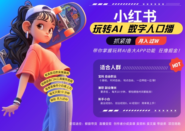 小红书数字人暴力起号，AI改写文案，再也不用费劲录口播，流量火爆月入破W轻松拿捏-小毅网创