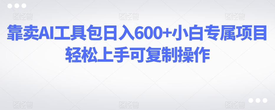 靠卖AI工具包日入600+小白专属项目轻松上手可复制操作-小毅网创