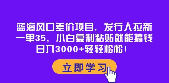 蓝海风口差价项目，发行人拉新，一单35，小白复制粘贴就能搞钱！日入30... - 小毅网创-小毅网创