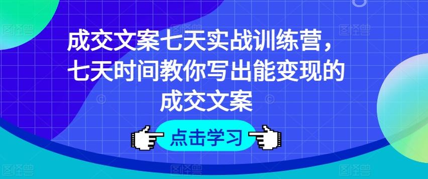 成交文案七天实战训练营，七天时间教你写出能变现的成交文案 - 小毅网创-小毅网创
