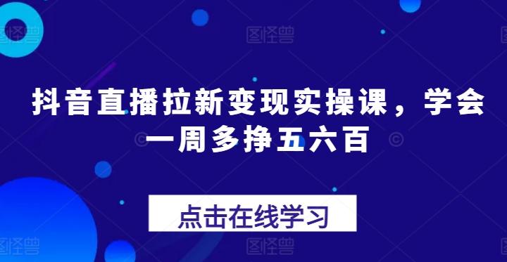 抖音直播拉新变现实操课，学会一周多挣五六百 - 小毅网创-小毅网创