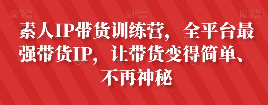 素人IP带货训练营，全平台最强带货IP，让带货变得简单、不再神秘 - 小毅网创-小毅网创