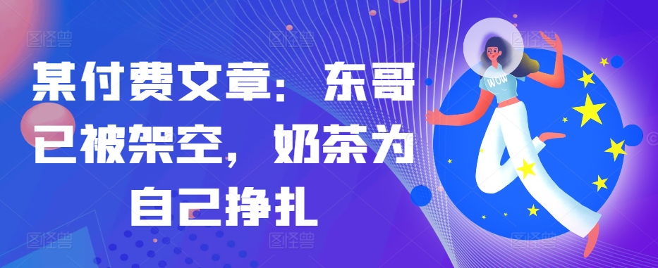 某付费文章：东哥已被架空，奶茶为自己挣扎!! - 小毅网创-小毅网创