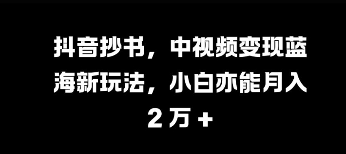 抖音抄书，中视频变现蓝海新玩法，小白亦能月入 过W【揭秘】-小毅网创