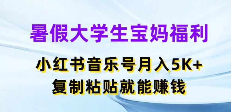暑假大学生宝妈福利，小红书音乐号月入5000+，复制粘贴就能赚钱【揭秘】-小毅网创