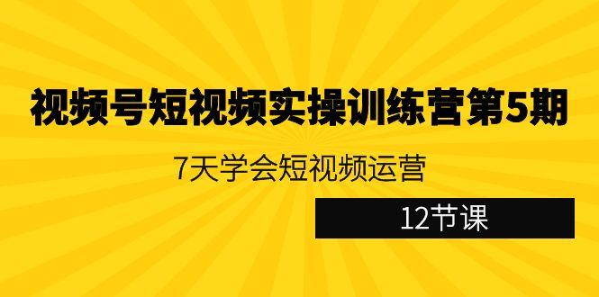 视频号短视频实操训练营第5期：7天学会短视频运营(12节课) - 小毅网创-小毅网创