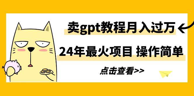 24年最火项目，卖gpt教程月入过万，操作简单-小毅网创