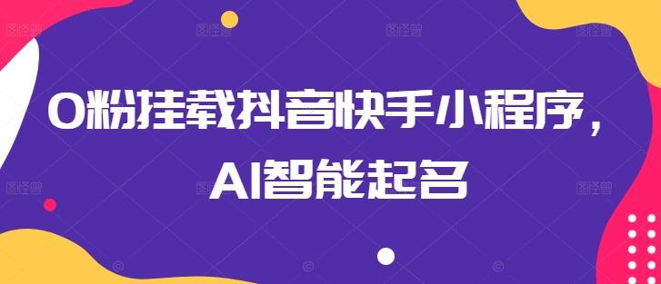 0粉挂载抖音快手小程序，AI智能起名 - 小毅网创-小毅网创