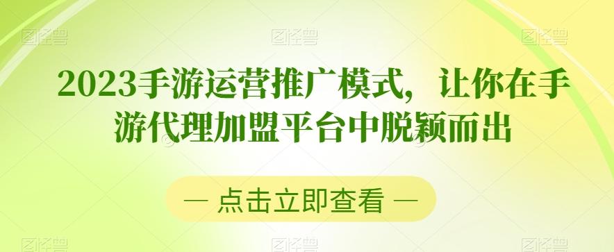 2023手游运营推广模式，让你在手游代理加盟平台中脱颖而出 - 小毅网创-小毅网创