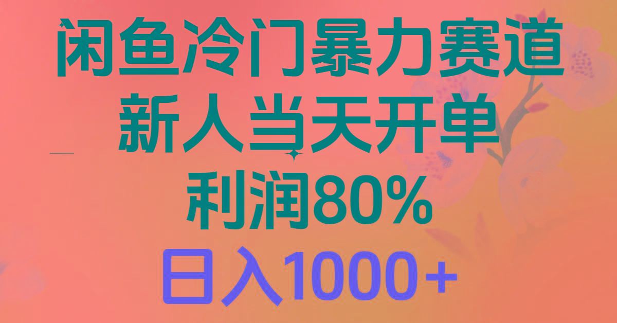 2024闲鱼冷门暴力赛道，新人当天开单，利润80%，日入1000+ - 小毅网创-小毅网创