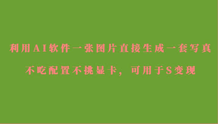 利用AI软件只需一张图片直接生成一套写真，不吃配置不挑显卡，可用于S变现-小毅网创