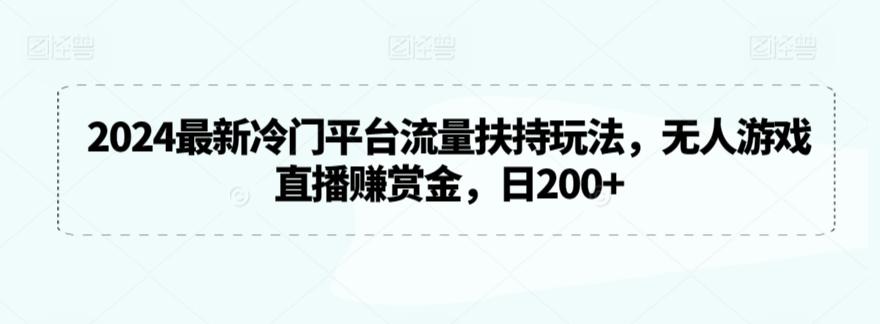 2024最新冷门平台流量扶持玩法，无人游戏直播赚赏金，日200+【揭秘】-小毅网创