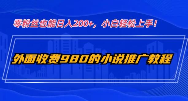 外面收费980的小说推广教程：零粉丝也能日入200+，小白轻松上手！ - 小毅网创-小毅网创