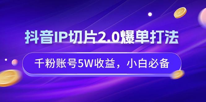 抖音IP切片2.0爆单打法，千粉账号5W收益，小白必备 - 小毅网创-小毅网创