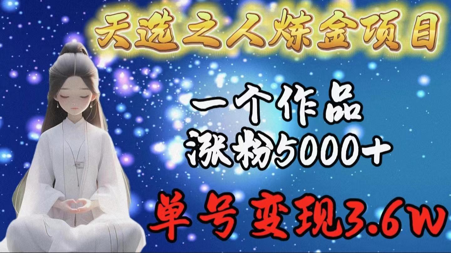 (9693期)天选之人炼金项目，一个作品涨粉5000+，单号变现3.6w-小毅网创