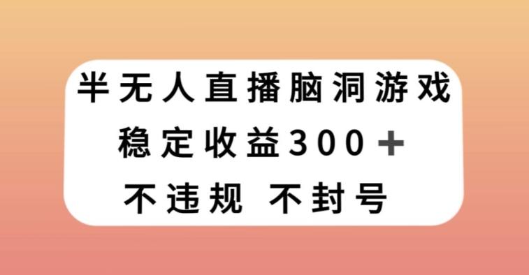 半无人直播脑洞小游戏，每天收入300+，保姆式教学小白轻松上手【揭秘】 - 小毅网创-小毅网创