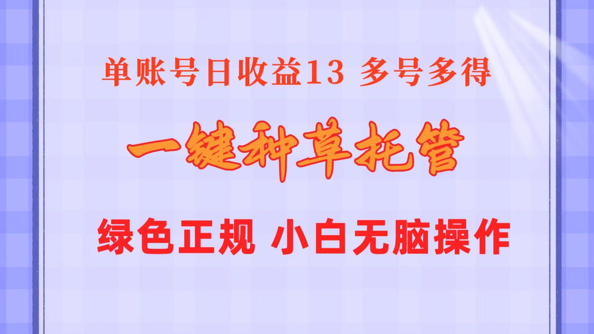 一键种草托管 单账号日收益13元  10个账号一天130  绿色稳定 可无限推广-小毅网创