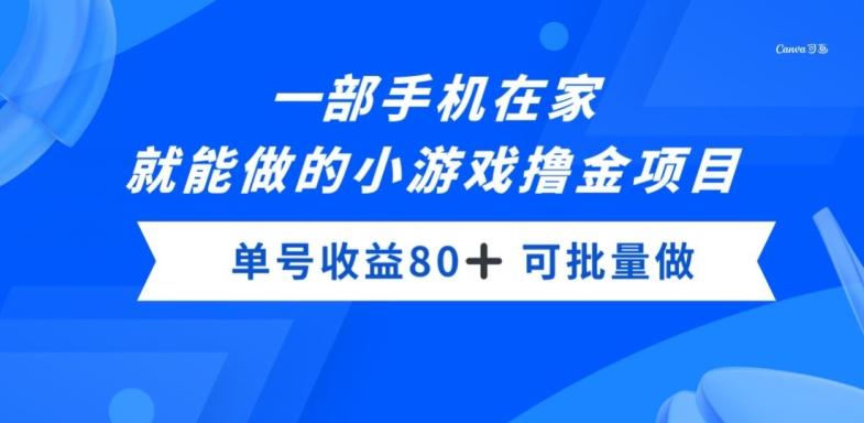 一部手机，在家就能做的小游戏撸金项目，单号收益80+ - 小毅网创-小毅网创