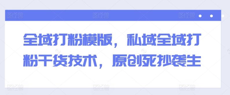 全域打粉模版，私域全域打粉干货技术，原创死抄袭生 - 小毅网创-小毅网创