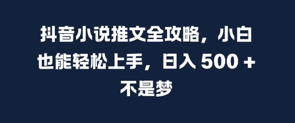 抖音小说推文全攻略，小白也能轻松上手，日入 5张+ 不是梦【揭秘】 - 小毅网创-小毅网创