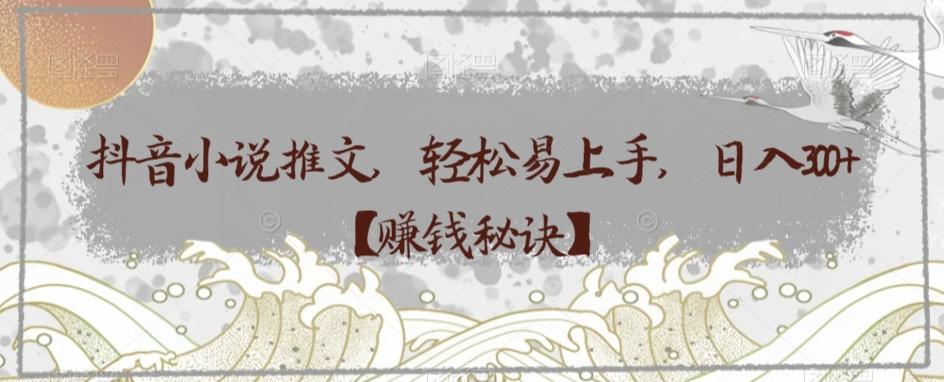 抖音小说推文，轻松易上手，日入300+【赚钱秘诀】-小毅网创