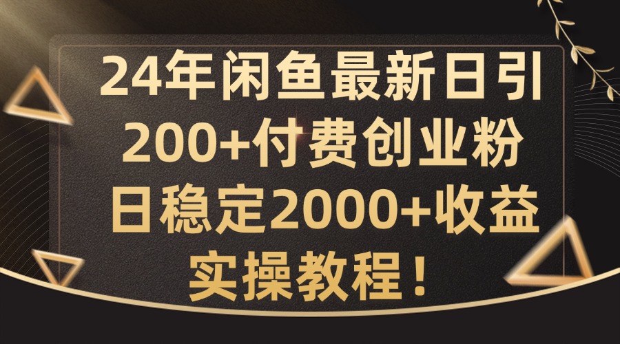 24年闲鱼最新日引200+付费创业粉日稳2000+收益，实操教程【揭秘】-小毅网创