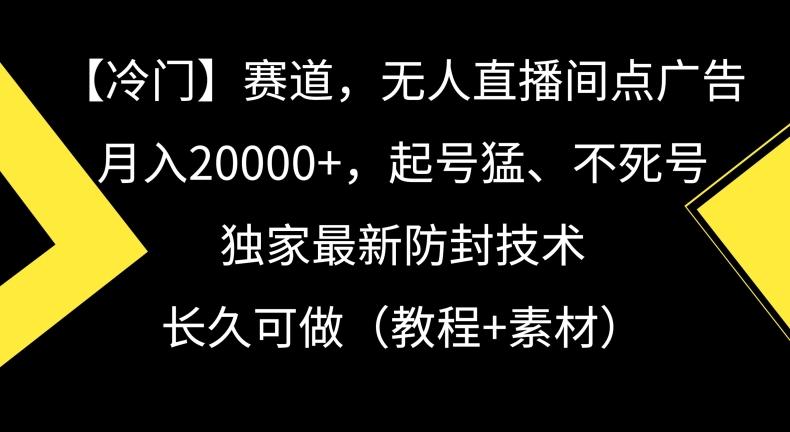 冷门赛道，无人直播间点广告，月入20000+，起号猛、不死号，独家最新防封技术【揭秘】-小毅网创