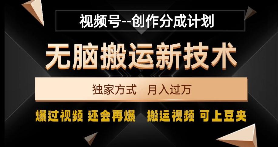 视频号无脑搬运新技术，破原创壕流量，独家方式，爆过视频，还会再爆【揭秘】 - 小毅网创-小毅网创