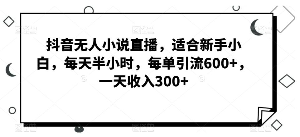 抖音无人小说直播，适合新手小白，每天半小时，每单引流600+，一天收入300+ - 小毅网创-小毅网创