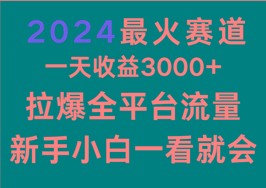 2024最火赛道,一天收一3000+.拉爆全平台流量,新手小白一看就会 - 小毅网创-小毅网创