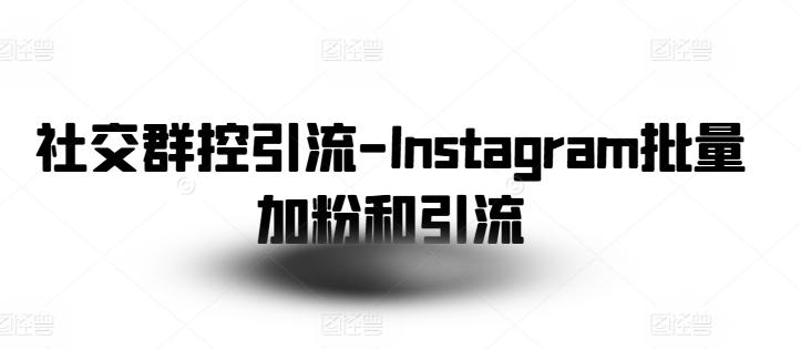 社交群控引流-Instagram批量加粉和引流-小毅网创