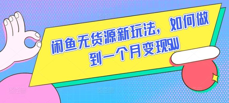 闲鱼无货源新玩法，如何做到一个月变现5W【揭秘】 - 小毅网创-小毅网创