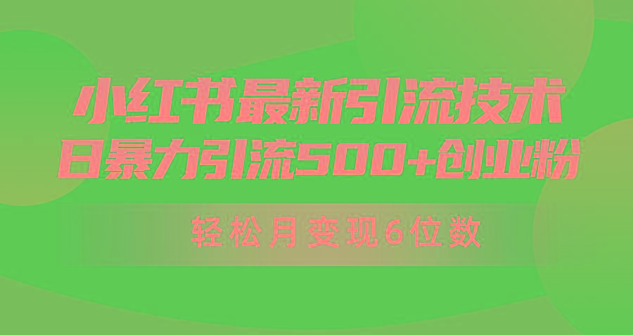 (9871期)日引500+月变现六位数24年最新小红书暴力引流兼职粉教程-小毅网创