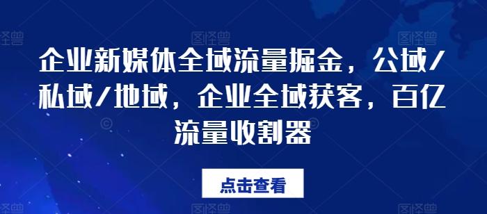 企业新媒体全域流量掘金，公域/私域/地域，企业全域获客，百亿流量收割器 - 小毅网创-小毅网创