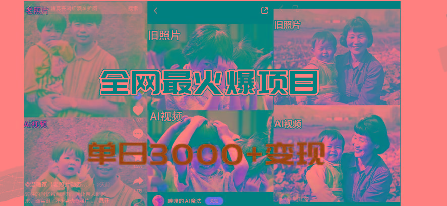 全网爆火的AI让老照片动起来教程，蹭热点日赚3000+，内含免费工具一键... - 小毅网创-小毅网创