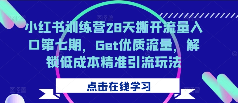 小红书训练营28天撕开流量入口第七期，Get优质流量，解锁低成本精准引流玩法-小毅网创