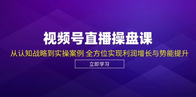 视频号直播操盘课，从认知战略到实操案例 全方位实现利润增长与势能提升-小毅网创