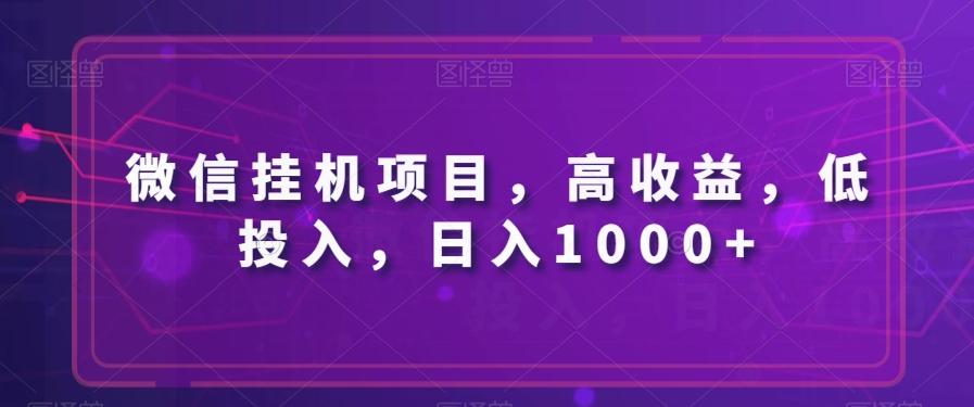 微信挂机项目，高收益，低投入，日入1000+-小毅网创