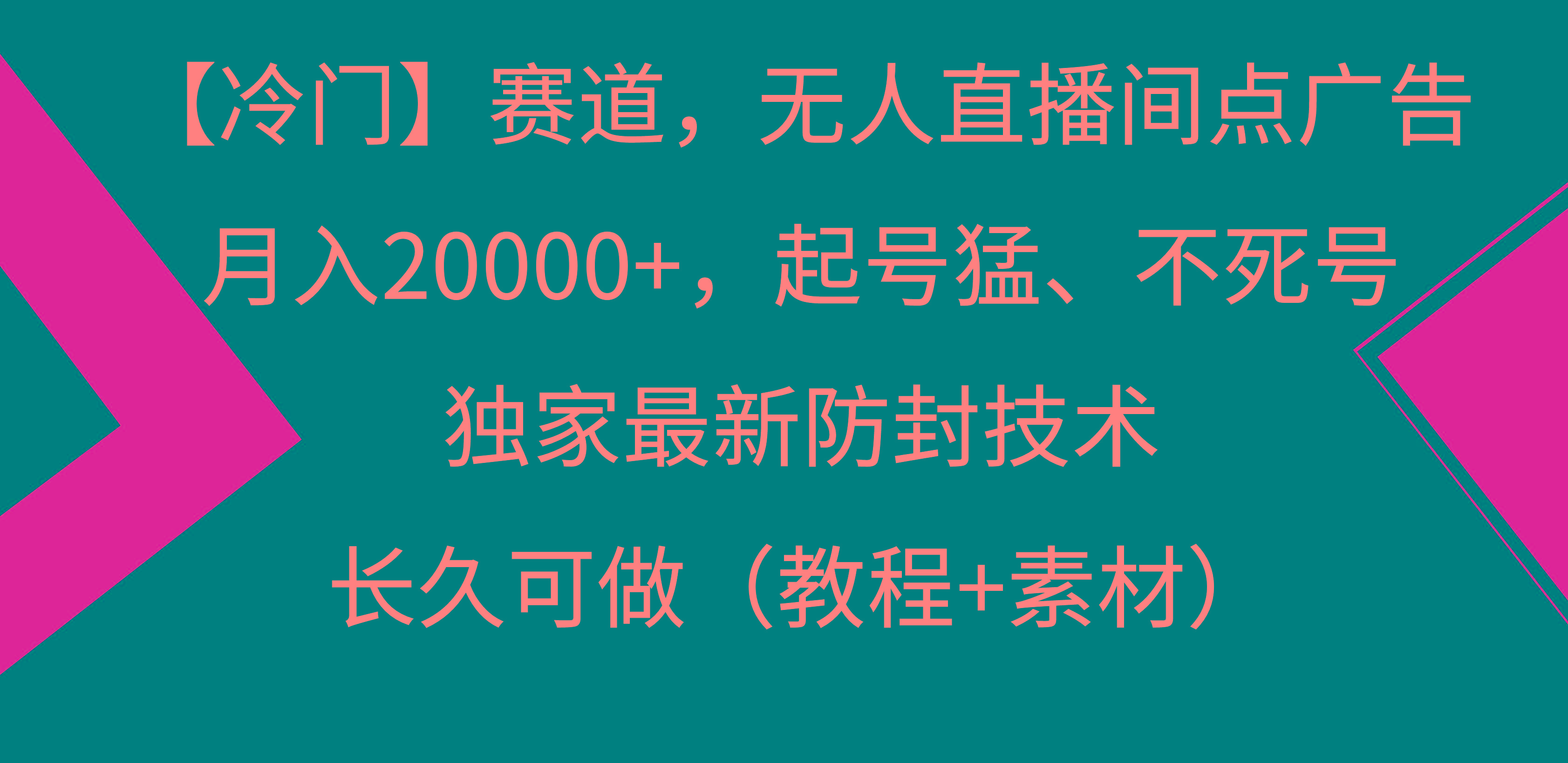 【冷门】赛道，无人直播间点广告，月入20000+，起号猛、不死号，独家最... - 小毅网创-小毅网创
