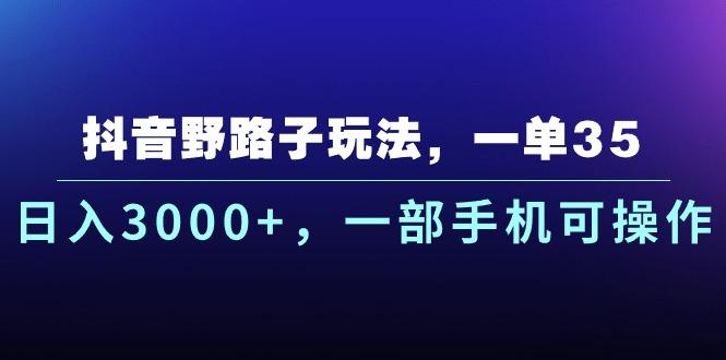 抖音野路子玩法，一单35.日入3000+，一部手机可操作 - 小毅网创-小毅网创